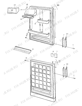 Взрыв-схема холодильника Electrolux TR1187 - Схема узла Doors