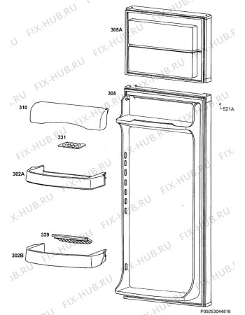 Взрыв-схема холодильника Zanussi ZRT724X - Схема узла Door 003