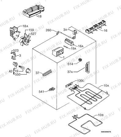 Взрыв-схема плиты (духовки) Zanussi ZHM743W - Схема узла Electrical equipment 268