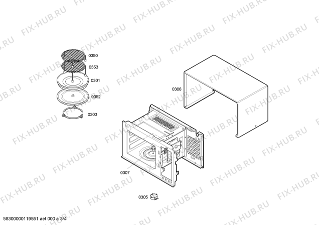 Схема №4 3WT3047 с изображением Мотор для микроволновой печи Bosch 00175671