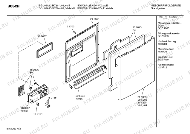 Схема №4 SGU09A12SK Logixx с изображением Краткая инструкция для посудомоечной машины Bosch 00589039