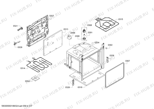 Взрыв-схема плиты (духовки) Bosch HCR422127V - Схема узла 03