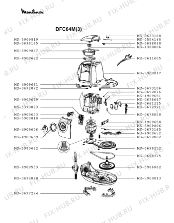 Взрыв-схема кухонного комбайна Moulinex DFC64M(3) - Схема узла QP002961.8P3