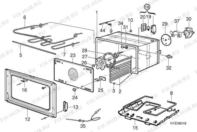 Взрыв-схема комплектующей Electrolux EK6173 - Схема узла H10 Main Oven Cavity (large)