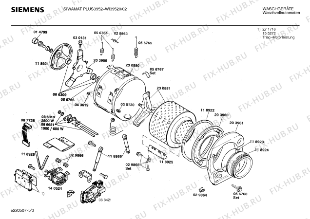 Схема №5 WI39520 SIWAMAT PLUS 3952 с изображением Панель управления для стиралки Siemens 00272648