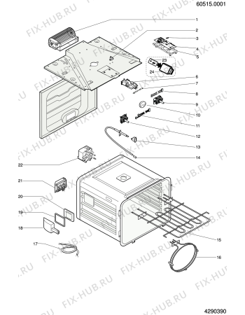 Взрыв-схема плиты (духовки) Hotpoint-Ariston FZ61GP1IXYHA (F053748) - Схема узла