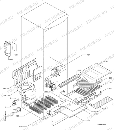 Взрыв-схема холодильника Electrolux ENB3560S - Схема узла Cooling system 017