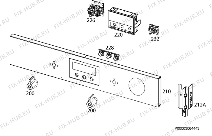 Взрыв-схема плиты (духовки) Ikea GRANSLOS 602-452-07 - Схема узла Command panel 037