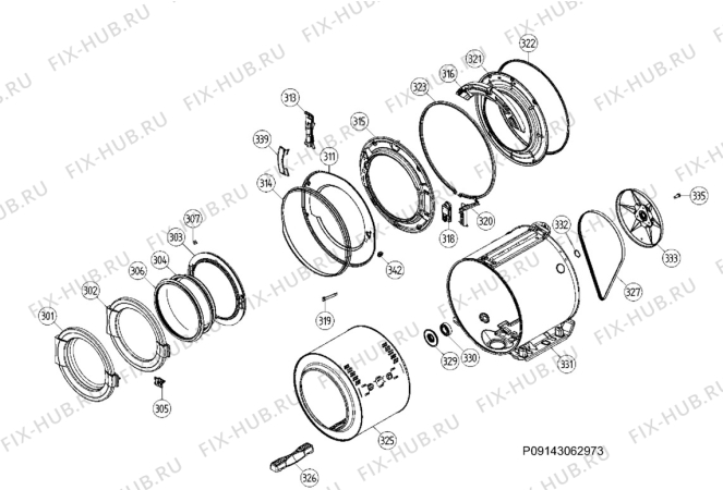 Взрыв-схема стиральной машины Electrolux WASL3M101 - Схема узла Functional parts 267