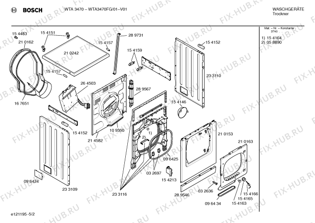 Схема №2 WTA3470FG BOSCH WTA3470 с изображением Панель управления для сушильной машины Bosch 00296420