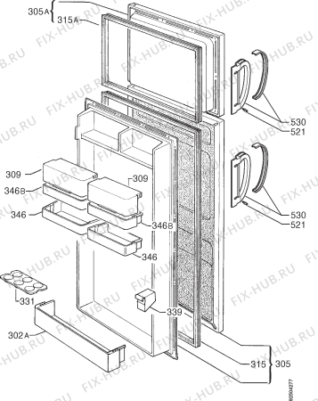 Взрыв-схема холодильника Aeg OEKO S.2442-4DT - Схема узла Door 003