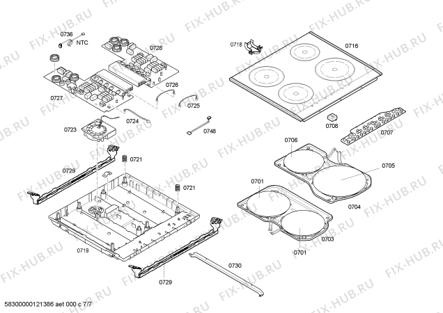 Взрыв-схема плиты (духовки) Siemens HL448501S - Схема узла 07