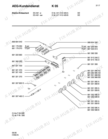 Взрыв-схема плиты (духовки) Aeg ES 491-D - Схема узла Section5