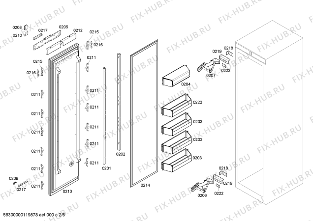Взрыв-схема холодильника Gaggenau RF461700 - Схема узла 02