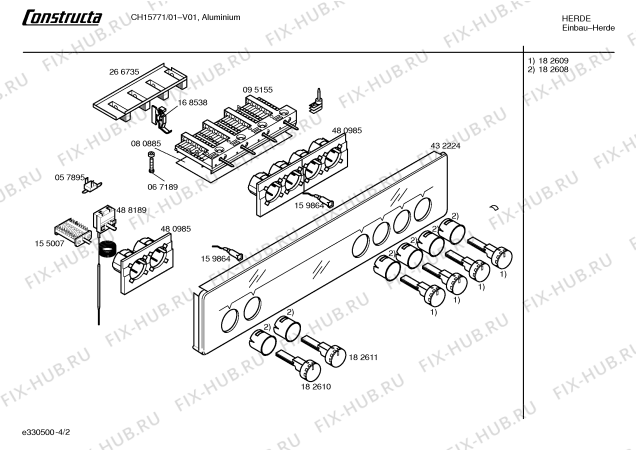 Взрыв-схема плиты (духовки) Constructa CH15771 - Схема узла 02
