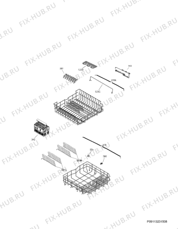 Взрыв-схема посудомоечной машины Atag VA55312BT/A01 - Схема узла Basket 160