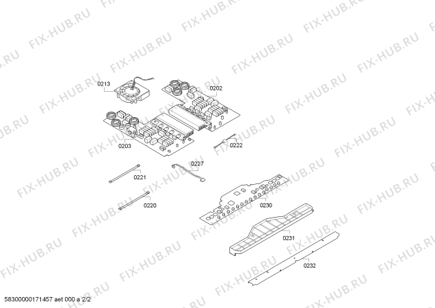 Взрыв-схема плиты (духовки) Bosch PIB675M27E IH6.1 - Standard+brater - Схема узла 02