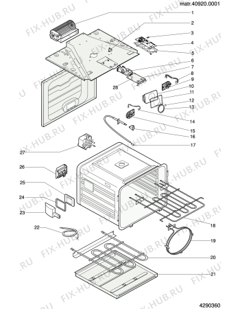 Взрыв-схема плиты (духовки) Indesit FT850P1AN (F031558) - Схема узла