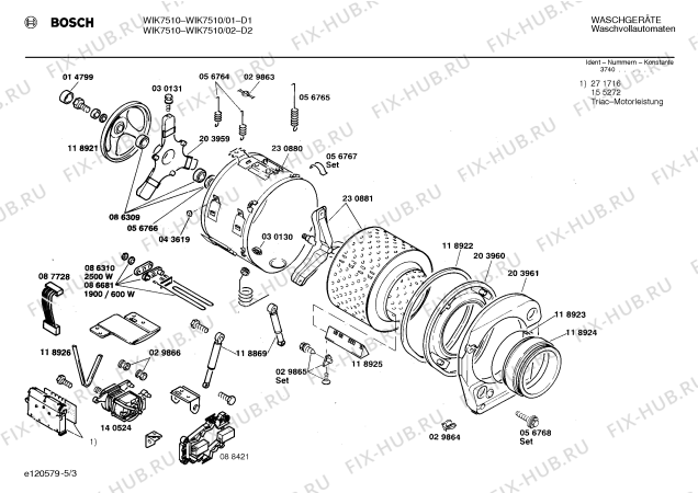 Взрыв-схема стиральной машины Bosch WIK7510 - Схема узла 03