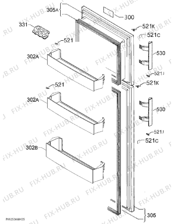 Взрыв-схема холодильника Electrolux RJ2301AOX2 - Схема узла Door 003