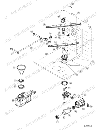Взрыв-схема посудомоечной машины Whirlpool KDFX7017 (F091670) - Схема узла