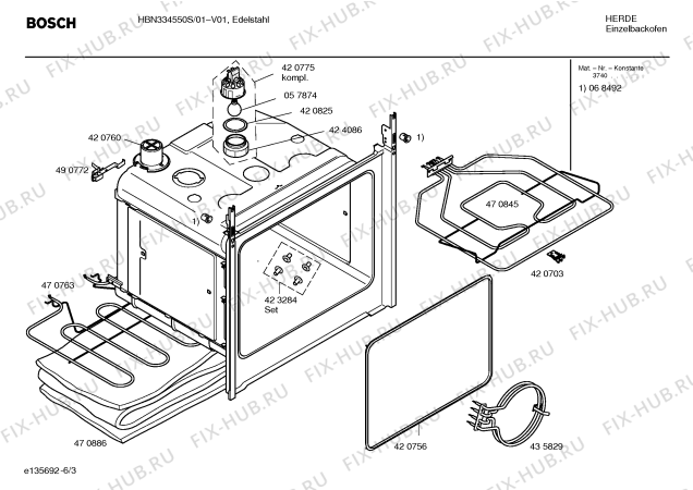 Взрыв-схема плиты (духовки) Bosch HBN334550S - Схема узла 03