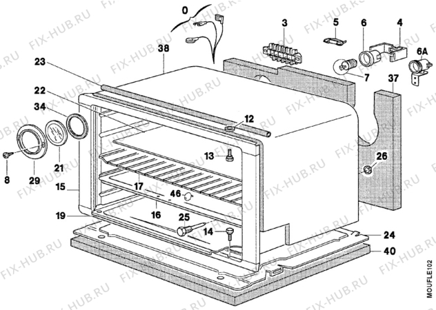 Взрыв-схема плиты (духовки) Arthurmartinelux CM6351W1 - Схема узла Oven body