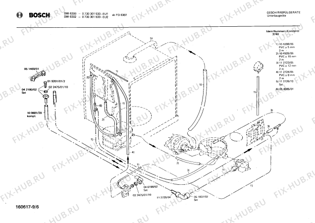 Схема №5 0730301006 SMI6310 с изображением Рамка для посудомоечной машины Bosch 00082895