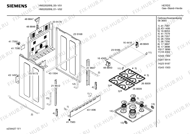 Схема №4 HM22020NL Siemens с изображением Инструкция по эксплуатации для плиты (духовки) Siemens 00583665