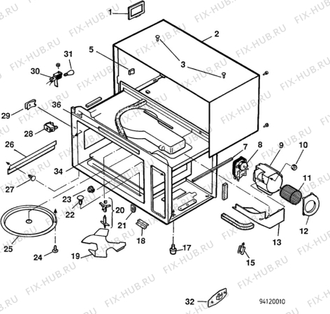 Взрыв-схема микроволновой печи Unknown HC748 - Схема узла H40 Housing, glass tray  C