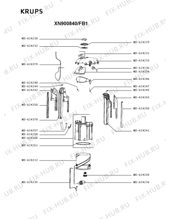 Взрыв-схема кофеварки (кофемашины) Krups XN900840/FB1 - Схема узла QP005654.6P2