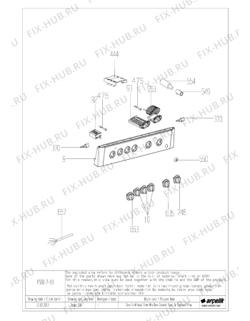 Взрыв-схема плиты (духовки) Beko CSE 53020 GW (7716688302) - TUNA FS 3G+1E CONTROL PANEL GR EXPLODED VIEW