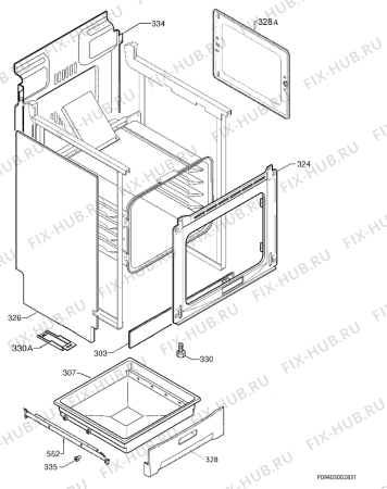Взрыв-схема плиты (духовки) Electrolux EKC605302S - Схема узла Housing 001