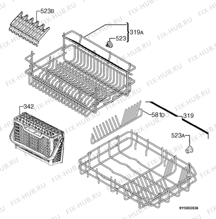Взрыв-схема посудомоечной машины Arthurmartinelux ASL45010 - Схема узла Basket 160