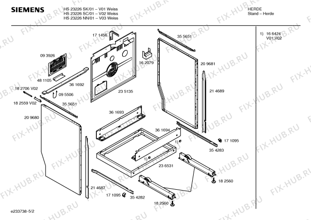 Взрыв-схема плиты (духовки) Siemens HS23226NN - Схема узла 02