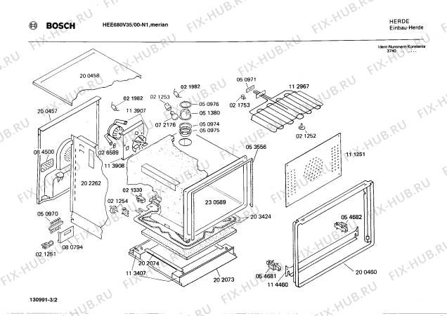 Взрыв-схема плиты (духовки) Bosch HEE680V35 - Схема узла 02