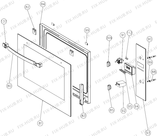 Взрыв-схема плиты (духовки) Gorenje BOW3300AX (399138, E90SM) - Схема узла 02