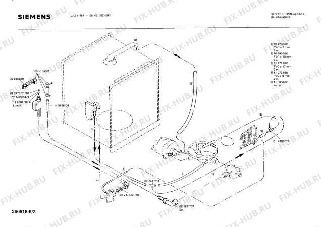 Взрыв-схема посудомоечной машины Siemens SN451052 - Схема узла 03