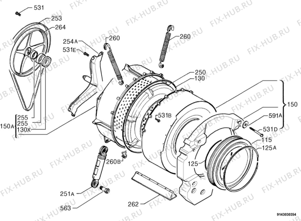 Взрыв-схема стиральной машины Aeg Electrolux L12750J5 - Схема узла Functional parts 267