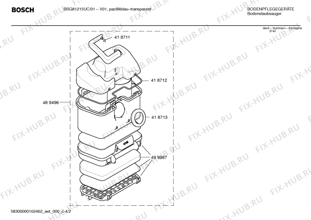 Схема №1 BSG81313UC ultra 11Amps/1300W с изображением Щетка для пола для электропылесоса Bosch 00461968