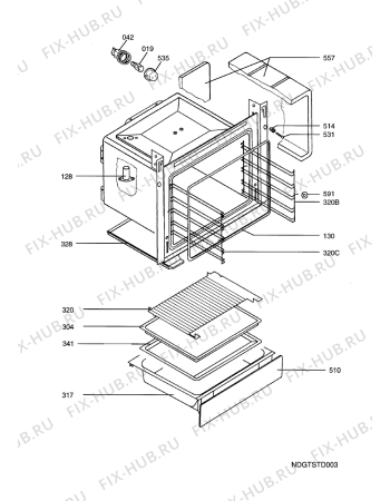 Взрыв-схема плиты (духовки) Aeg Electrolux EKC 6654-X - Схема узла Oven