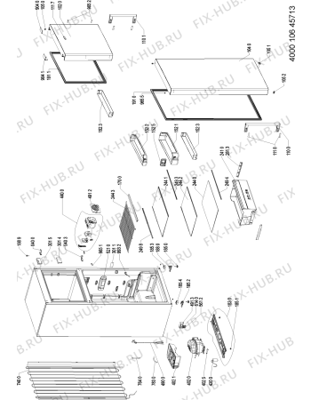 Схема №1 DPA 45 NFS с изображением Дверь для холодильной камеры Whirlpool 481010588151