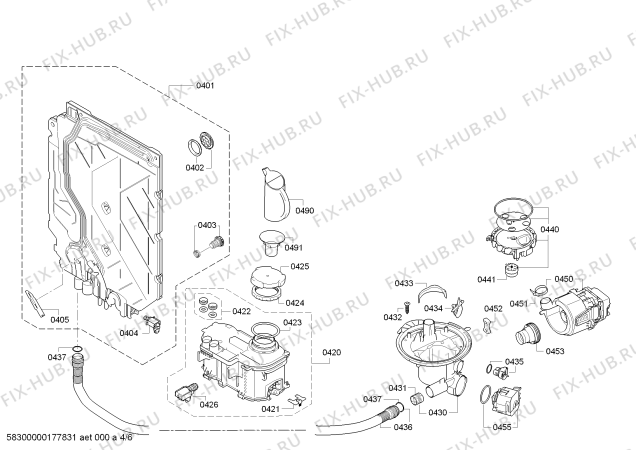 Взрыв-схема посудомоечной машины Bosch SMI86L05DE Exclusiv - Схема узла 04