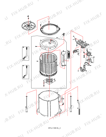 Взрыв-схема стиральной машины Whirlpool WTLA1000SL-Tub&drum - Схема узла