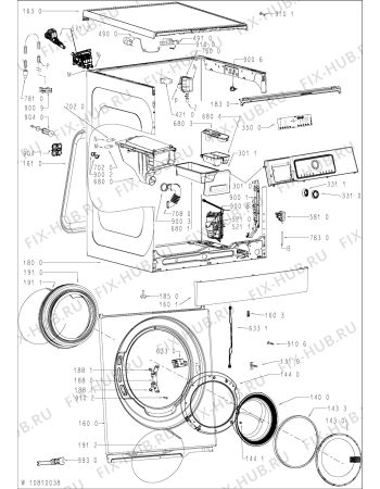 Схема №1 WA PLUS 8614 с изображением Бак (полубак) для стиральной машины Whirlpool 481010917707