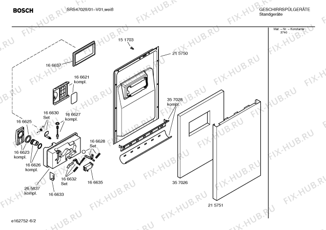 Взрыв-схема посудомоечной машины Bosch SRS4702II - Схема узла 02