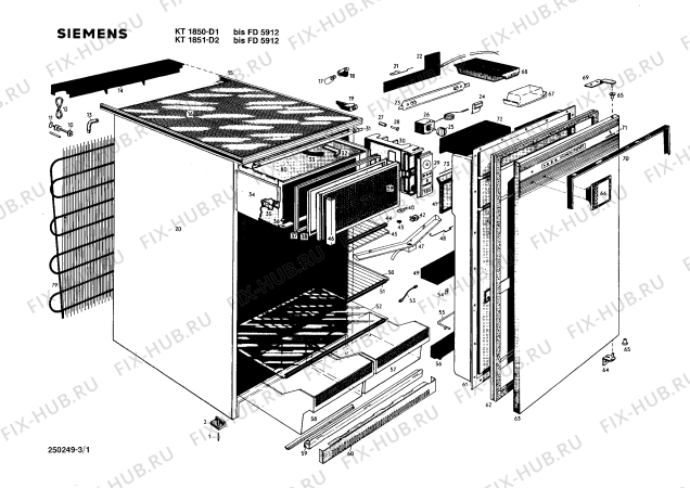 Схема №2 KT1851 с изображением Уплотнитель двери для холодильника Siemens 00191816