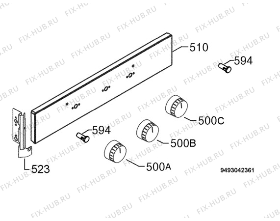 Взрыв-схема плиты (духовки) Zanussi ZOB360N - Схема узла Command panel 037