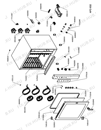 Схема №1 AFO 632 с изображением Направляющая для плиты (духовки) Whirlpool 482000091497