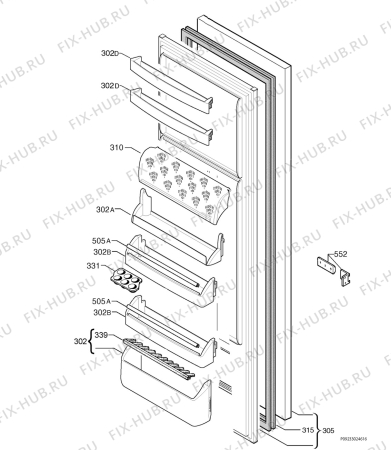 Взрыв-схема холодильника Brandt SA3052E - Схема узла Door 003